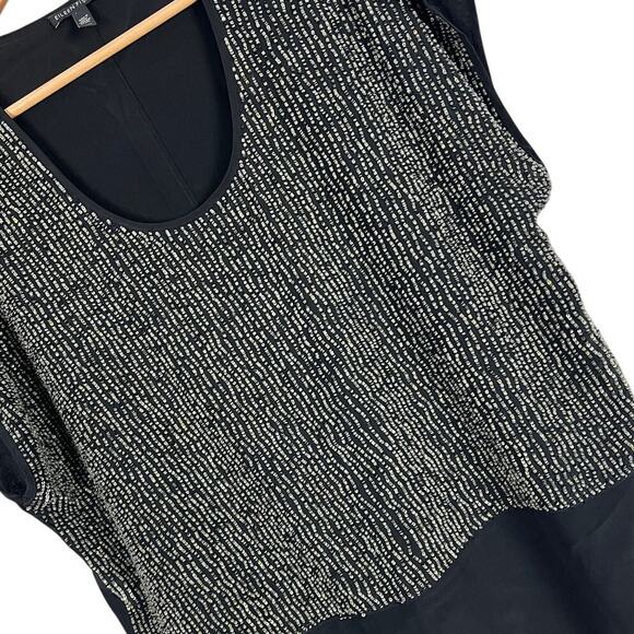 EILEEN FISHER Women's M Black 100% Silk Sequin Top Rivulet Crepe de Chine Blouse - Picture 1 of 10